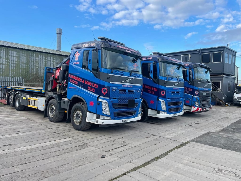 RN Roberts & Sons fleet lined up at the depot