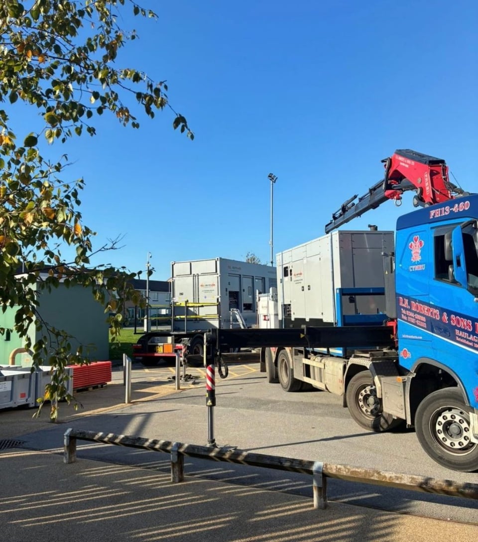 RN Roberts HIAB lorry delivering generator units