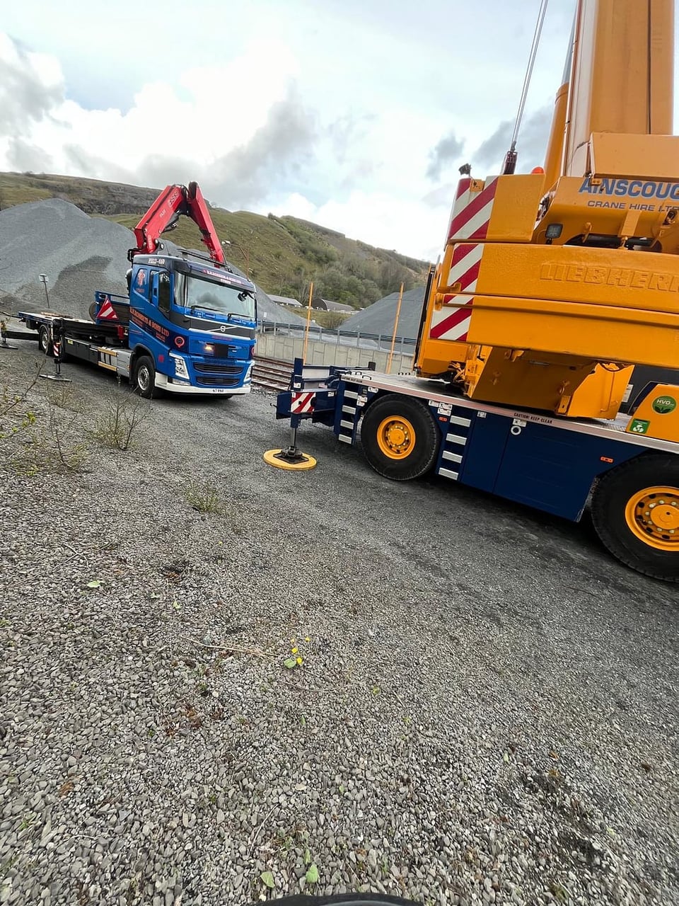 RN Roberts HIAB lorry working in a slate quarry