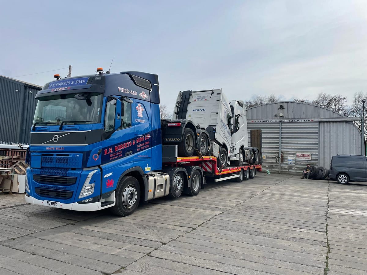 RN Roberts low loader transporting a vehicle